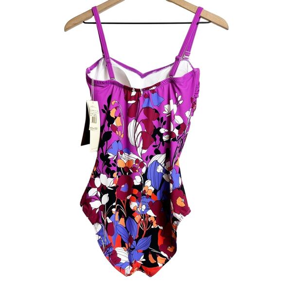 GOTTEX SWIMWEAR WOMEN'S FLORAL ART WOMEN ONE PIECE SWIMSUIT SIZE 12 BRAND NEW - Picture 3 of 6